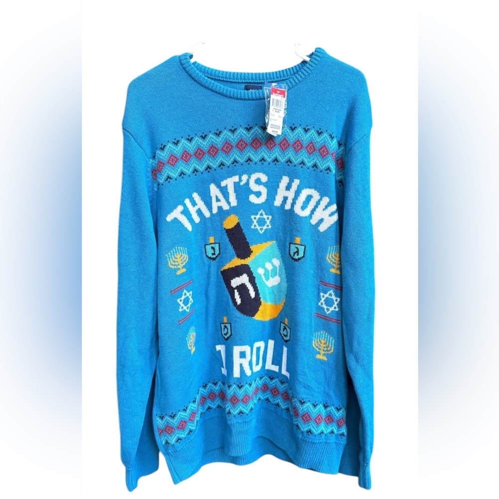Route 66 Ugly Hanukkah Young Men’s Ugly Christmas Sweater NWT size XL